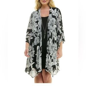 Estella & Julie Polka Dots Cardigan Black Dress 20W